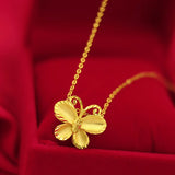 Butterfly Pendant Necklace 3D 24k Plated Chain Wedding Party Jewelry