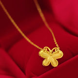 Butterfly Pendant Necklace 3D 24k Plated Chain Wedding Party Jewelry