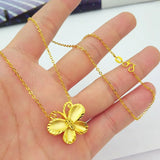 Butterfly Pendant Necklace 3D 24k Plated Chain Wedding Party Jewelry