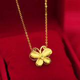 Butterfly Pendant Necklace 3D 24k Plated Chain Wedding Party Jewelry