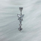 Butterfly Piercing Belly Button Navel Ring 925 Sterling Jewelry