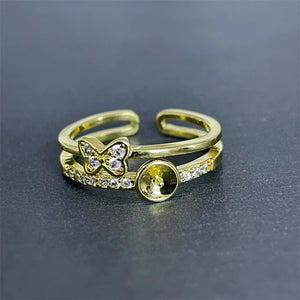 Adjustable Butterfly Ring Base for Pearls Crystals Agate