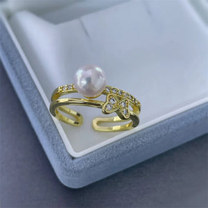 Adjustable Butterfly Ring Base for Pearls Crystals Agate