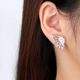 S925 Silver Butterfly Stud Earrings CZ 925 Sterling Silver
