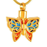 Butterfly Ash Holder Urn Necklace Stainless Steel Cremation Memorial Jewelry