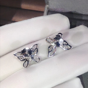 Butterfly Stud Earrings 925 Silver CZ Stone Party Wedding Bridal Jewelry