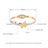 Butterfly Titanium Steel Bracelet 18K Plated with Rhinestone Cuff Bangle