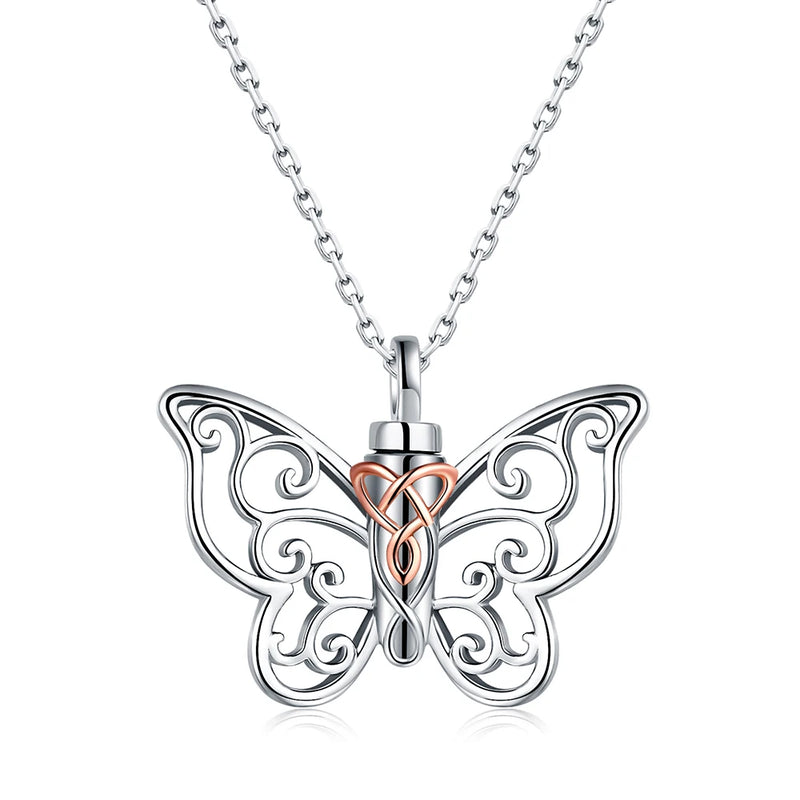 Celtic Knot Butterfly Urn Necklace 925 Sterling Silver Cremation Keepsake