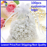 Bronzing Organza Jewelry Gift Bags Sheer Organza Pouch Wedding Favors 100pcs