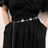 Butterfly Women's Waist Chain Belts Silver for Dress Fringes Decoration