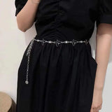 Butterfly Women's Waist Chain Belts Silver for Dress Fringes Decoration
