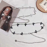 Butterfly Women's Waist Chain Belts Silver for Dress Fringes Decoration