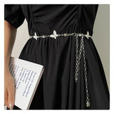 Butterfly Women's Waist Chain Belts Silver for Dress Fringes Decoration