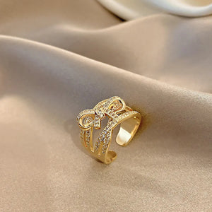 Butterfly Zircon Open Rings Crystal Stainless Steel Finger Charm