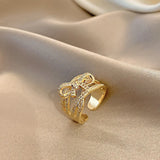 Butterfly Zircon Open Rings Crystal Stainless Steel Finger Charm