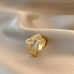 Butterfly Zircon Open Rings Crystal Stainless Steel Finger Charm
