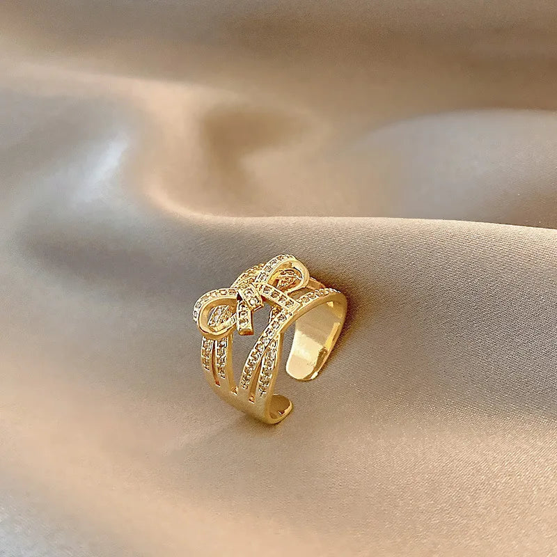 Butterfly Zircon Open Rings Crystal Stainless Steel Finger Charm
