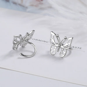 Sweet Butterfly Ear Clip, 925 Silver Jewelry