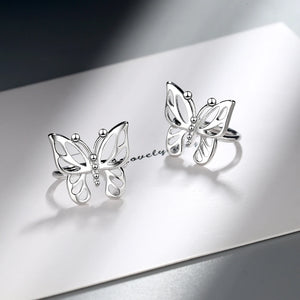 Sweet Butterfly Ear Clip, 925 Silver Jewelry