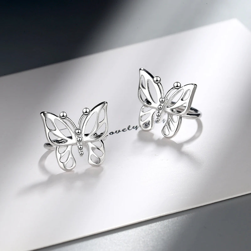 Sweet Butterfly Ear Clip, 925 Silver Jewelry