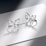 Sweet Butterfly Ear Clip, 925 Silver Jewelry
