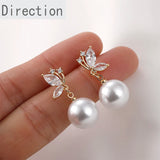 Butterfly Zircon & Pearl Earrings DIY Accessories