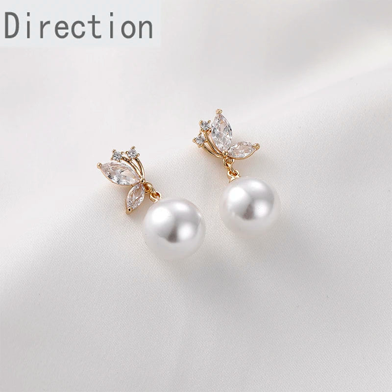 Butterfly Zircon & Pearl Earrings DIY Accessories