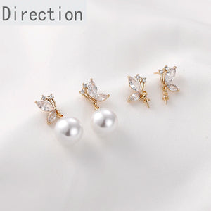 Butterfly Zircon & Pearl Earrings DIY Accessories