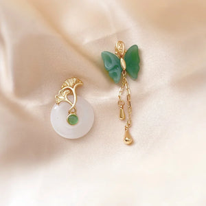 Butterfly Jade Mite Tassel Ginkgo Leaf Safe Buckle DIY Earring Necklace Clothing