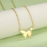Butterfly Necklace Customizable Letters Double Chain Pendant