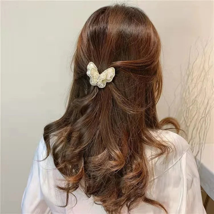 Butterfly Pearl Monogram Hair Clip