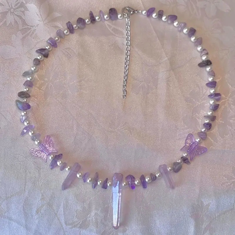 Crystal Butterfly Wing Necklace Y2K Fairy Tale Hut Core Angel Soft Grungefairy