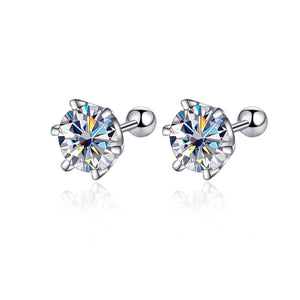 0.2-0.5ct Moissanite Screw Stud Earrings 925 Sterling Silver