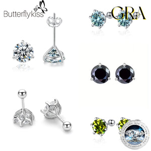 0.2-0.5ct Moissanite Screw Stud Earrings 925 Sterling Silver