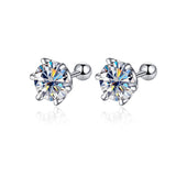 0.2-0.5ct Moissanite Screw Stud Earrings 925 Sterling Silver
