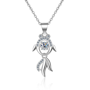 0.3CT Moissanite Koi Fish Necklace 925 Sterling Silver Jewelry