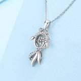 0.3CT Moissanite Koi Fish Necklace 925 Sterling Silver Jewelry