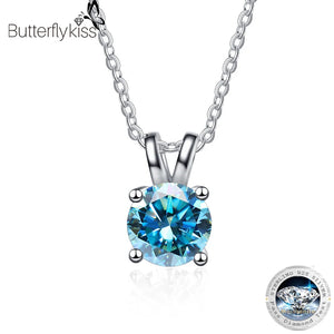 1CT D Moissanite Necklace 925 Silver Inlaid Pendant Jewelry