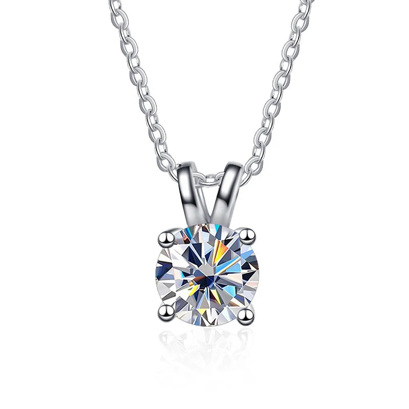 1CT D Moissanite Necklace 925 Silver Inlaid Pendant Jewelry