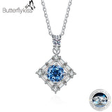 1 Carat D Diamond Square Necklace 925 Silver Chain Fine Jewelry