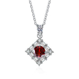 1 Carat D Diamond Square Necklace 925 Silver Chain Fine Jewelry