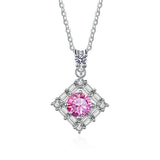 1 Carat D Diamond Square Necklace 925 Silver Chain Fine Jewelry
