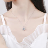 1 Carat D Diamond Square Necklace 925 Silver Chain Fine Jewelry