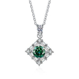 1 Carat D Diamond Square Necklace 925 Silver Chain Fine Jewelry