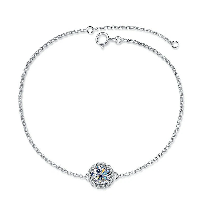 1Ct Delicate Bracelet 925 Silver Chain Charms For Women