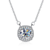 1Ct Moissanite S925 Silver 4 Claws Pendant Necklace Women's Jewelry