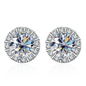 50Cts Round Square Silicone Moissanite Earrings Stud S925 Silver Wedding