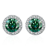50Cts Round Square Silicone Moissanite Earrings Stud S925 Silver Wedding