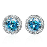 50Cts Round Square Silicone Moissanite Earrings Stud S925 Silver Wedding
