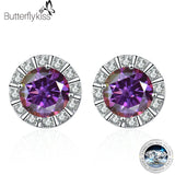 50Cts Round Square Silicone Moissanite Earrings Stud S925 Silver Wedding